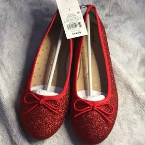 Red glitter slip-ons